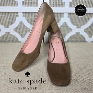 Kate Spade Tan Kylah Suede Square Toe Block Heel Pumps Size 9.5M